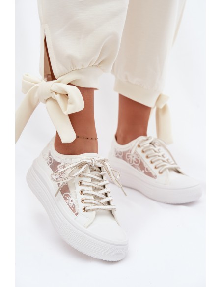 Women's Lace Sneakers On Platform Lee Cooper LCW-26-44-4480 White