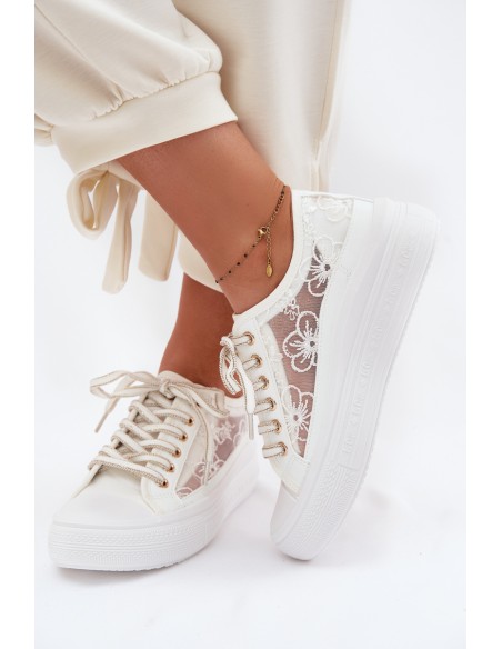 Women's Lace Sneakers On Platform Lee Cooper LCW-26-44-4480 White