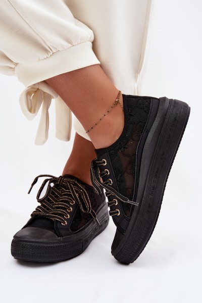 Women's Lace Platform Sneakers Lee Cooper LCW-26-44-4479 Black