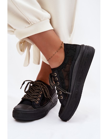 Women's Lace Platform Sneakers Lee Cooper LCW-26-44-4479 Black