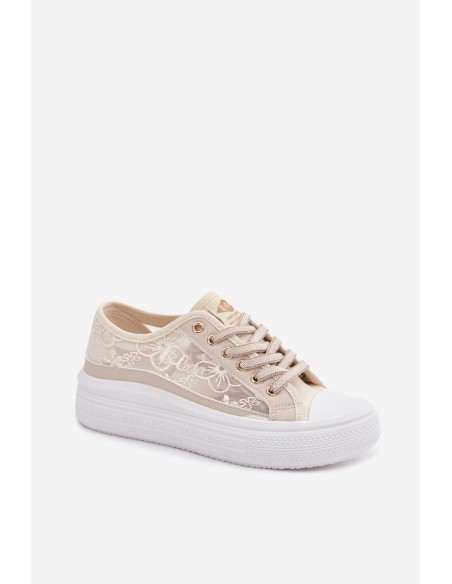 Women's Lace Sneakers On Platform Lee Cooper LCW-26-44-4481 Beige