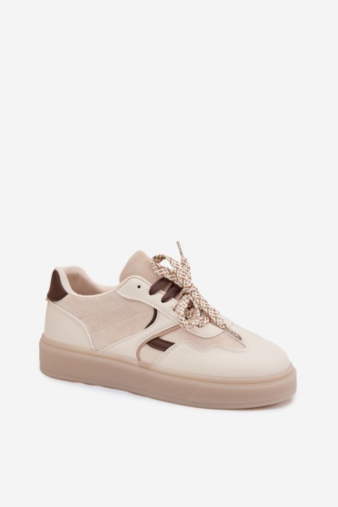 Women's Sneakers With Double Laces Light Beige Relisa