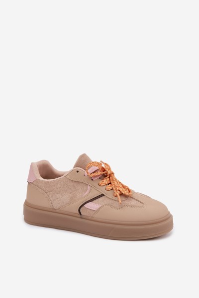 Women's Sneakers With Double Laces Light Brown Relisa 2