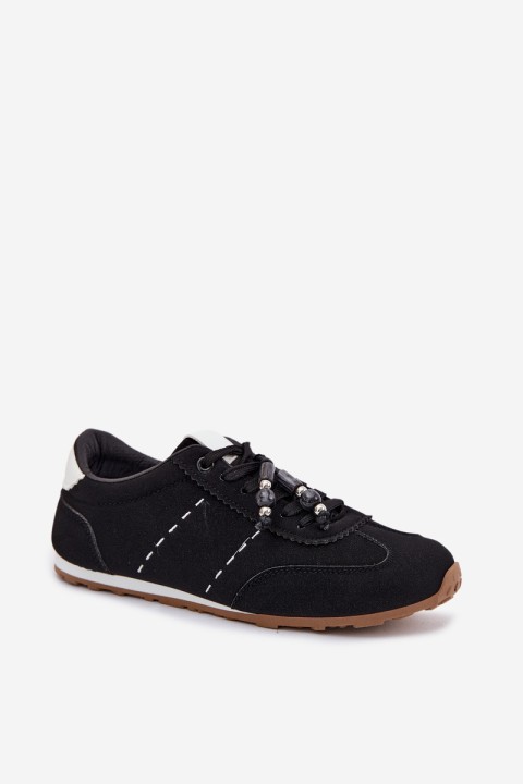 Women's Low Sneakers With Beads Black Galora