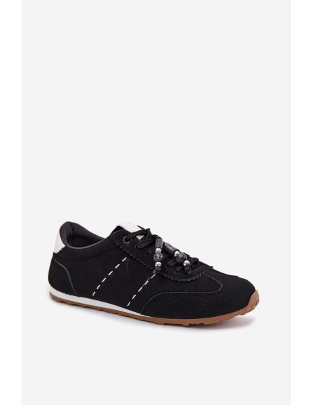 Women's Low Sneakers With Beads Black Galora