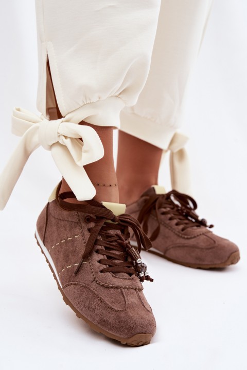 Women's Low Sneakers With Beads Brown Galora