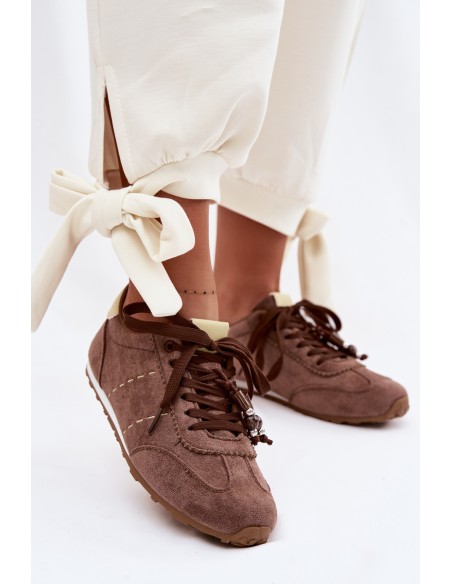 Women's Low Sneakers With Beads Brown Galora