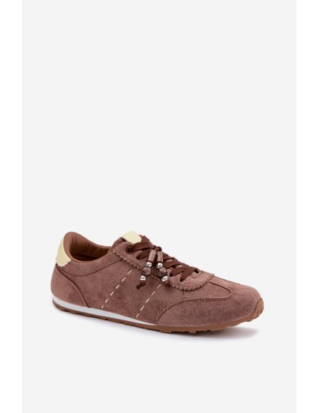 Women's Low Sneakers With Beads Brown Galora