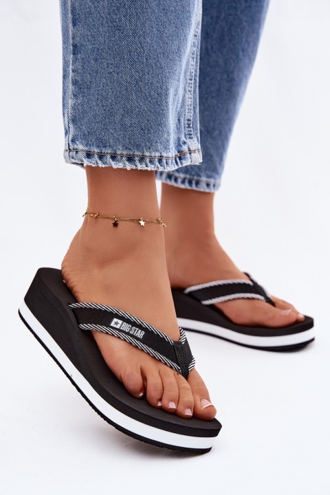 Women's Wedge Flip Flops Big Star NN274A727 Black