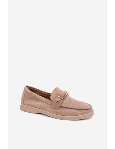 Women's Beige Loafers With Buckle Belinae