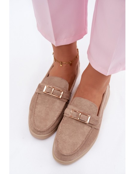 Women's Beige Loafers With Buckle Belinae