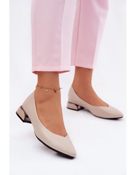 Vinceza Beige Low Heel Flats