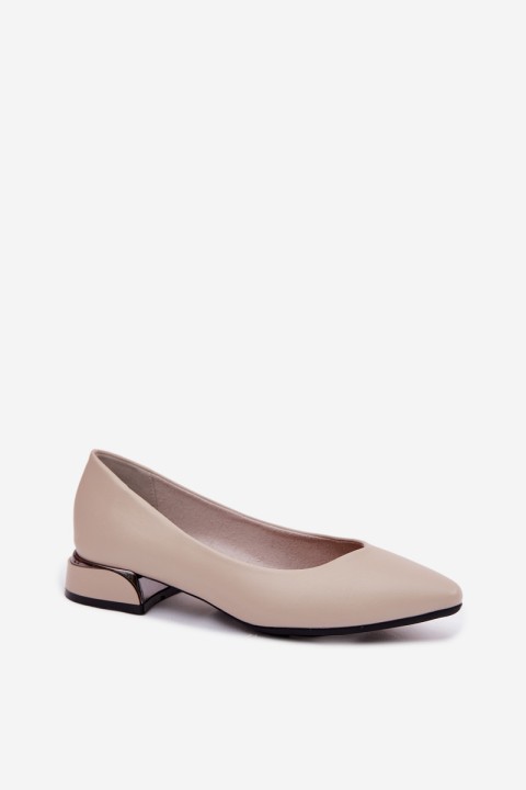 Vinceza Beige Low Heel Flats