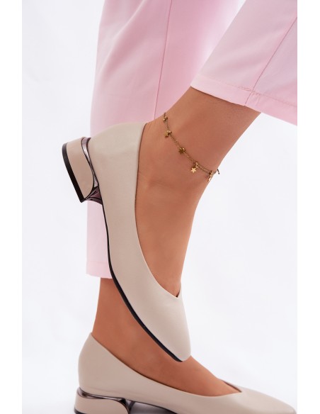 Vinceza Beige Low Heel Flats