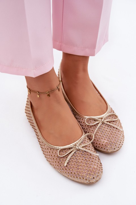 Vinceza Mesh Ballerinas With Embellishment 62270 Gold