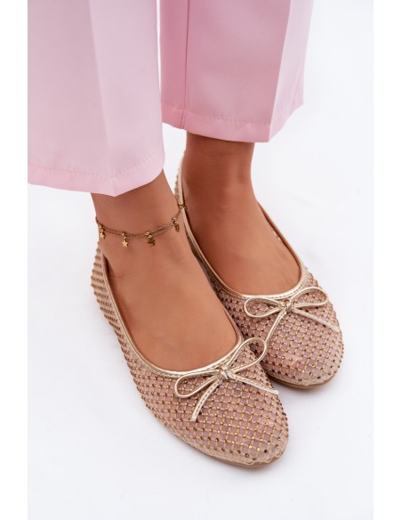 Vinceza Mesh Ballerinas With Embellishment 62270 Gold