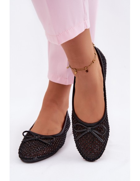 Vinceza Mesh Ballerinas with Embellishment 62270 Black