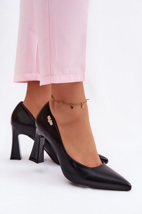 Vinceza Elegant Heeled Shoes 62276 Black