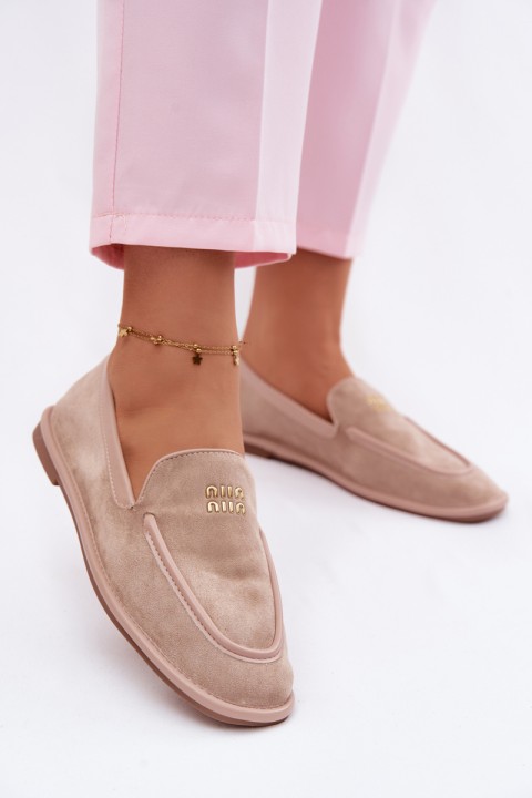 Women's Flat Loafers with Trim Vinceza Beige