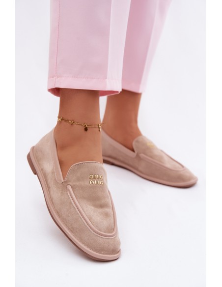 Women's Flat Loafers with Trim Vinceza Beige