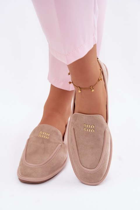 Women's Flat Loafers with Trim Vinceza Beige