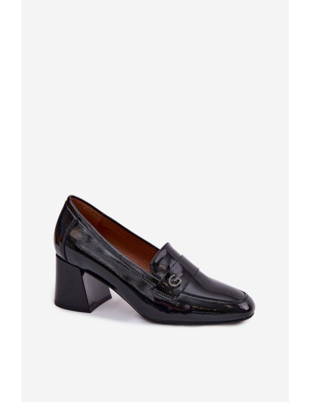 Leather Patent Women's Heeled Shoes Vinceza 18119 Black