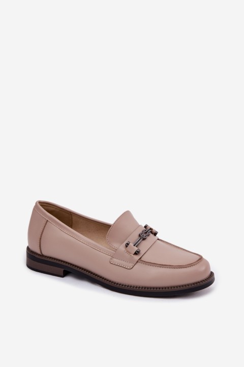 Women's Leather Loafers Vinceza 18132 Beige
