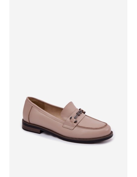 Women's Leather Loafers Vinceza 18132 Beige