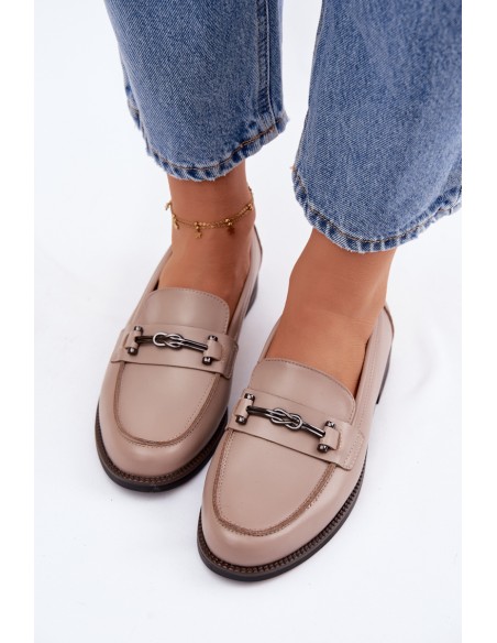 Women's Leather Loafers Vinceza 18132 Beige