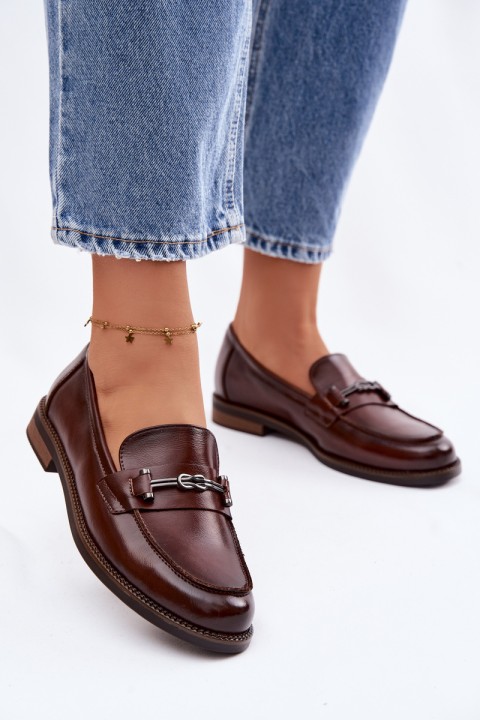 Women's Leather Loafers Vinceza 18132 Brown