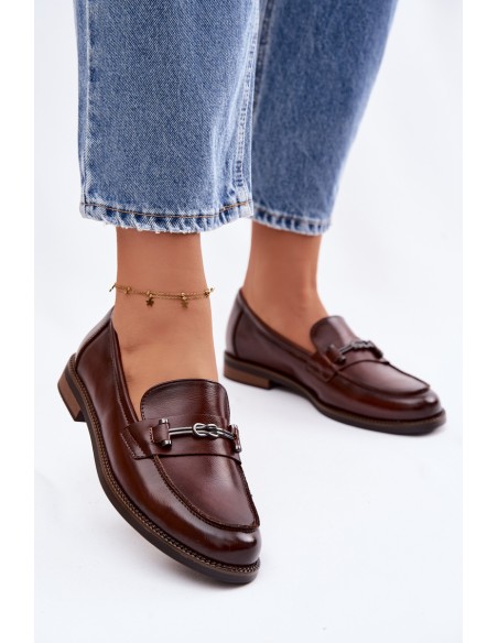 Women's Leather Loafers Vinceza 18132 Brown