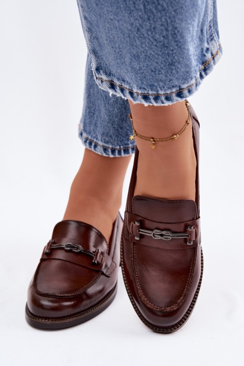 Women's Leather Loafers Vinceza 18132 Brown