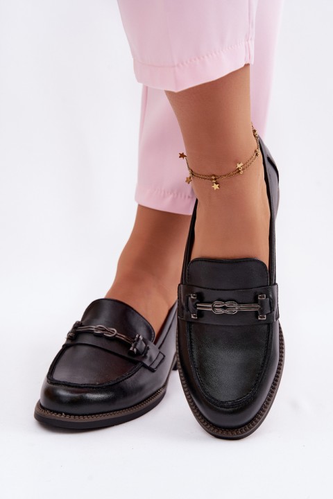 Women's Leather Moccasins Vinceza 18132 Black