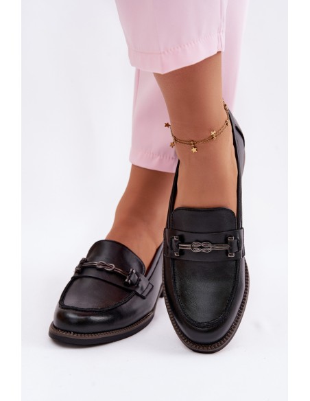 Women's Leather Moccasins Vinceza 18132 Black