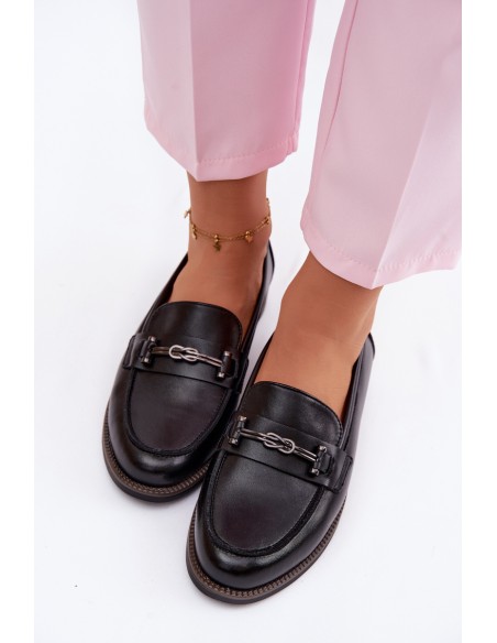 Women's Leather Moccasins Vinceza 18132 Black