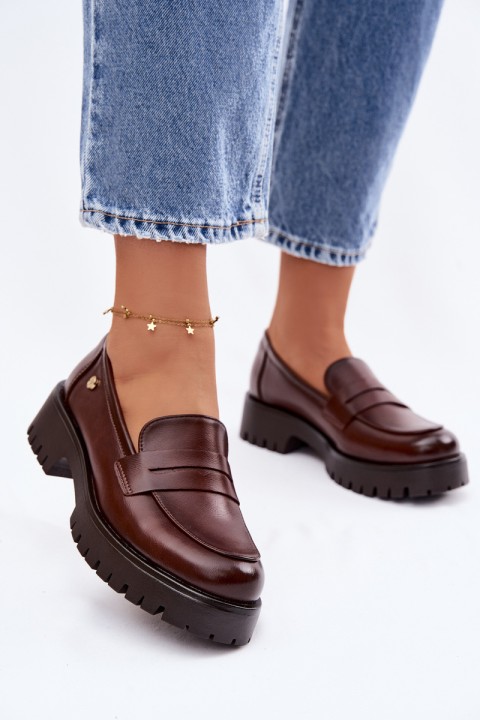 Vinceza Leather Women's Loafers 18125 Brown