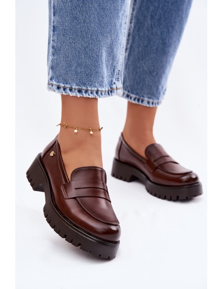 Vinceza Leather Women's Loafers 18125 Brown