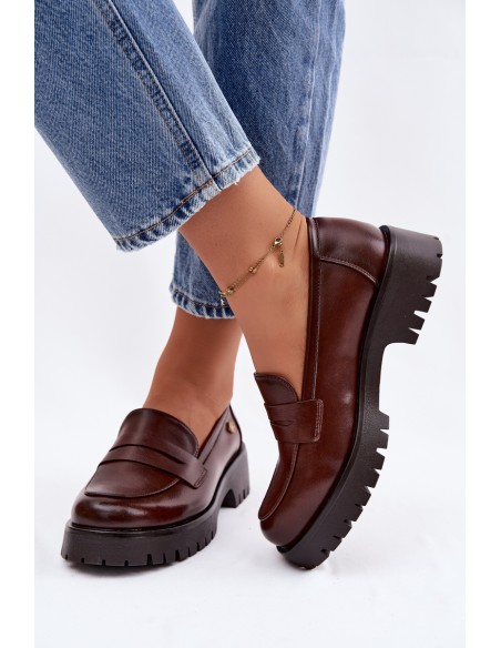 Vinceza Leather Women's Loafers 18125 Brown