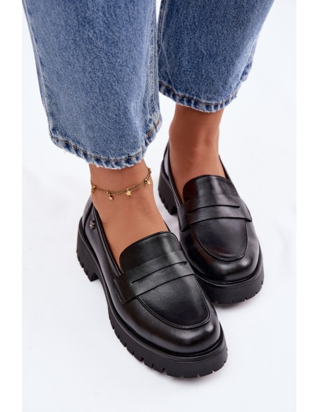 Leather Women's Moccasins Vinceza 18125 Black