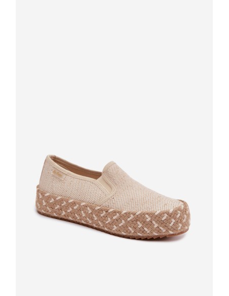 Women's Platform Espadrilles With Woven Details Lee Cooper LCW-26-31-4332 Beige