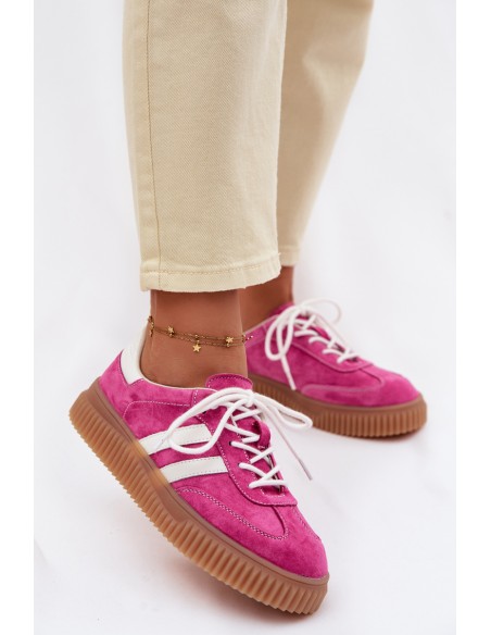 Women's Suede Sneakers on Platform Fuchsia Marisae