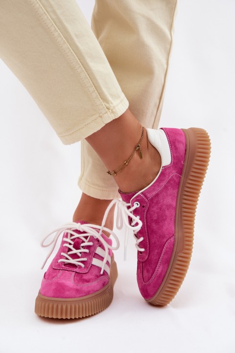 Women's Suede Sneakers on Platform Fuchsia Marisae