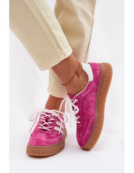 Women's Suede Sneakers on Platform Fuchsia Marisae