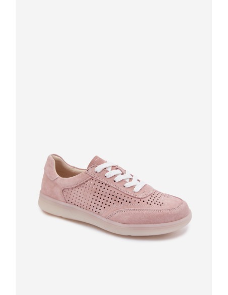 Leather Suede Women's Sneakers Perforated Pink Almora