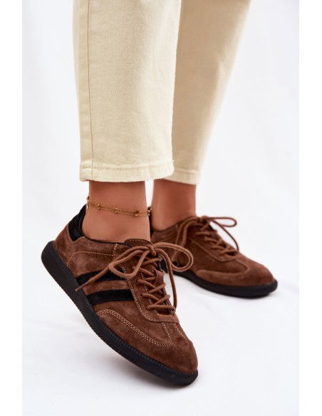 Leather Suede Women's Sneakers Brown Ismina
