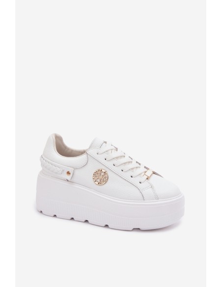 Leather Women's Sneakers On Platform D&A LR61-7095 White