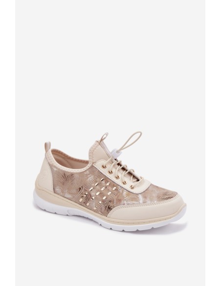 Patterned Leather Women's Loafers D&A GR61-5990 Beige