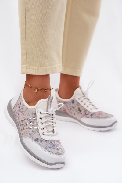 Patterned Leather Women's Loafers D&A GR61-5990 White