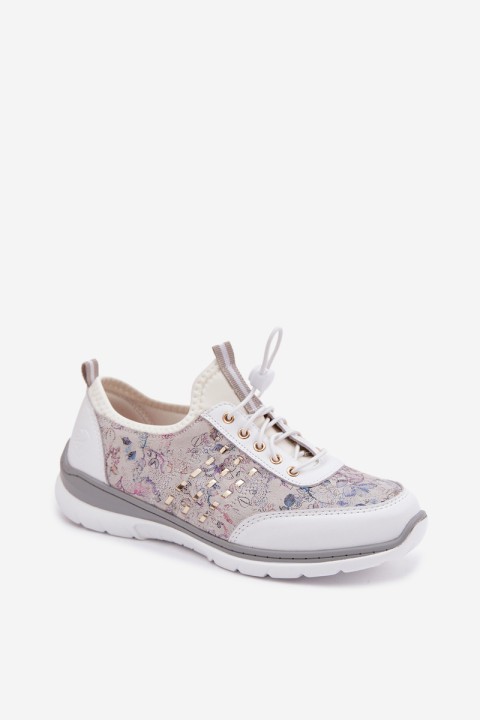 Patterned Leather Women's Loafers D&A GR61-5990 White