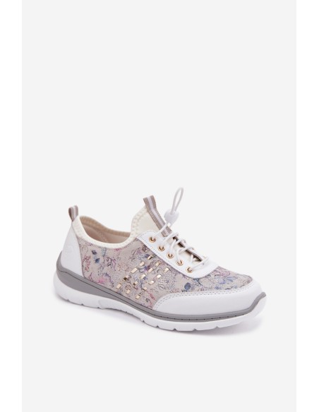 Patterned Leather Women's Loafers D&A GR61-5990 White